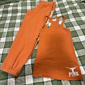 Texas Longhorn Victoria Secret Pink Sweatpants & Tank size S & M